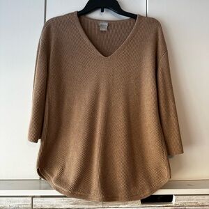 Chico's Classic Tan V-Neck Sweater